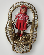 Antique Rare French Doll Papier Mache Face Fabric Body Traditional Costume 1920