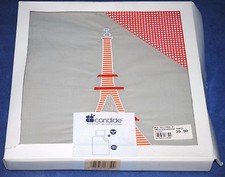 Set de 2 pièces pour lit Paris rouge gris housse de couette et taie d'oreiller