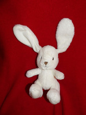 Doudou Peluche NICOTOY Lapin Assis Blanc Museau Marron Neuf 