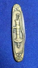 COUTEAU DE POCHE PUBLICITAIRE PLIANT LAITON 7 CM FONTAINE A EAU PORTO 2 LAMES