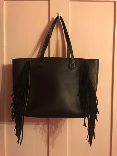 Sac main noir frange - sac,