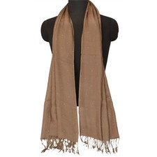 Écharpe douce sanskriti neuve viscose marron châle sauroski tissé travail...