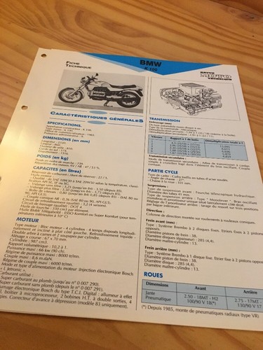 Bmw k100 100 - k, fiche