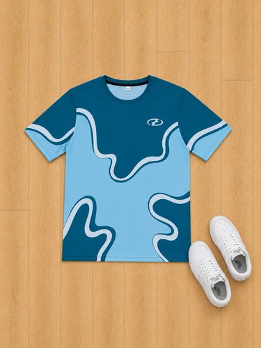 Shirt bleu motif abstrait - motif,