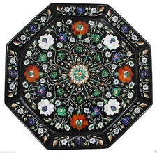 18 " Marbre Plaque Décorative Demi-Précieuses Pierres Floral Incrustation Maison