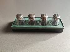 Lot de 4 salerons salière/poivrière orfèvrerie CHRISTOFLE cristal argent massif