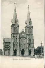 POSTCARD / CARTE POSTALE INDOCHINE / SAIGON PLACE DE LA CATHEDRALE
