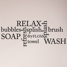 24" Bathroom Collage Relax Bubbles Splish Splash Brush Wash Soap Decal Sticker