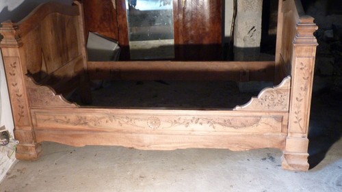 Lit coin ancien bois - lit, en