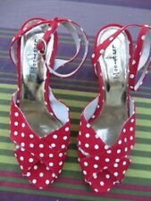 CHAUSSURES ESCARPINS FEMME TOILE ROUGE A POIS BLANCS POINTURE 39 NEUVES