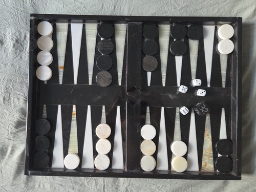 Backgammon marbre noir - marbre,