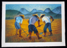 Louis TOFFOLI - Lithographie  " Dans la rizière " - signé . 1977 n°2