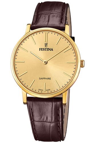Montre homme festina brun - montre, brun/or