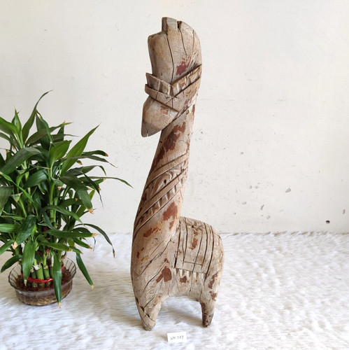 Statue girafe bois - de, en