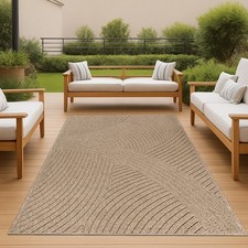 Tapis intérieur/extérieur avec motif ondulé beige