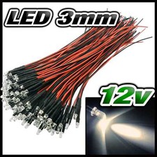 252# LED 3mm 12v pré-câblé blanc chaud 5 à 100pcs pre wired LED warm white