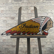 Plaque Émaillée Indian Motorcycle - 82x31cm - Jaune/Rouge