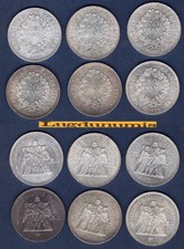 Lot de 6 pièces de 50 Francs Hercule VI 1974 / 75 / 76 / 77 / 78 / 79 SUP