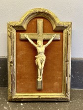 Crucifix Cadre Bois Doré
