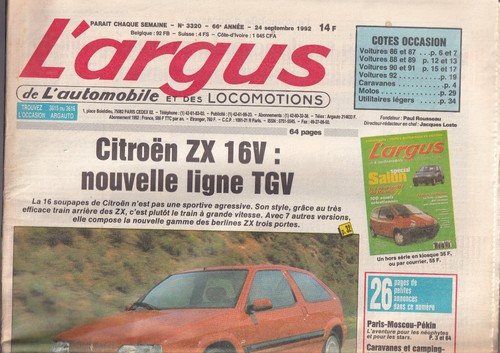 Argus 3320 citroen zx 16v - citroen,