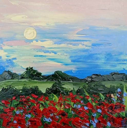 Peinture coquelicots champ