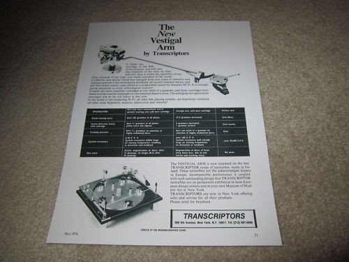 Transcriptors vestigal tonearm - transcriptors,