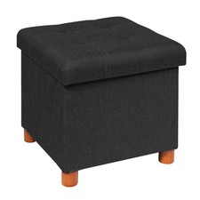Pouf de Rangement pour Coffre, Repose-Pieds Pliable, Carré, Coffre, pour Entr...