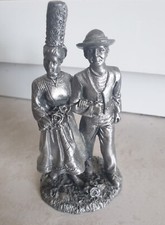 Ancienne Sculpture Figurine Couple Traditionnelle En Étain Pewter Nem 