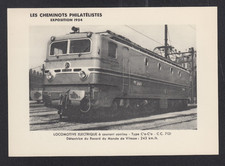 carte postale locomotive CC 7121 cheminots philatélistes expo 1954 tbr 977 8F