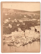 Vue du port de Nice et Mont Boron Photo albumine circa 1865 sur carton
