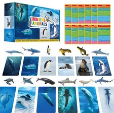 12 Figurines d'animaux Marins en Plastique avec 12 Cartes d'introduction Cart...