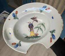 Ancien Beau Plat Barbe Faience