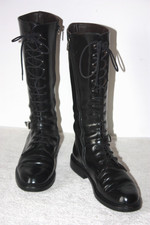 RONDINELLA Bottes Lacets Cuir Noir bouts ronds T 38 BON ETAT