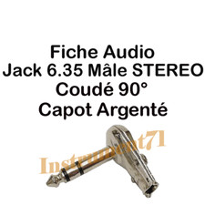 1 Fiche Jack 6,35 STEREO Mâle Coudés 90° Qualité Métal Connections à Souder