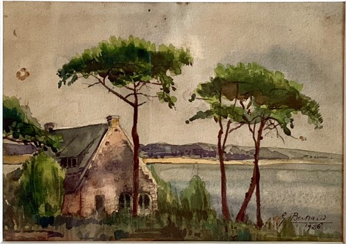 Aquarelle paysage signée g - signée,