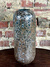 Vase en verre soufflé émaillé vintage 80'S Ht 35