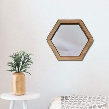 Miroir Hexagonal En Bois Avec