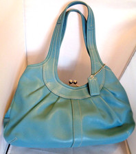 COACH sac à main en cuir bleu vintage bag /