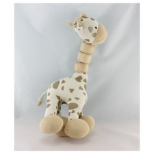 Doudou girafe beige kaki anneau en bois NATURE ET DECOUVERTE - 13050