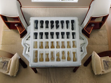 Pièces d'échecs Fossil Coral & Black Marble Onyx, Ensemble sans plateau - Cadeau