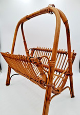 Porte revues livres,  vintage en osier / rotin , Années 1960 - 1970