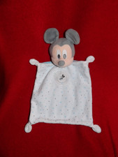 Doudou Plat Disney Nicotoy Mickey Blanc Gris Etoile Argent