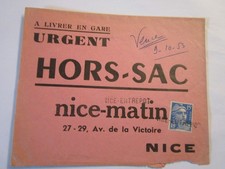 lettre hors sac nice matin timbre marianne de gandon 15F bleu nice entrepot