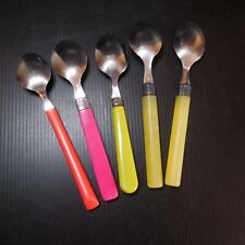 5 cuillers dessert métal inox STAINLESS plastique art déco table cuisine N7164