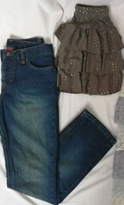 LOT de vêtements 36 femme fille ado jeans marque Tipster jupe verte à volants