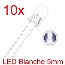 10x LED Blanche 5mm Haute luminosité - Diode Ronde / Lot Composants Nouveau NEUF