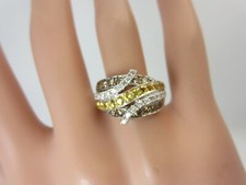 Neuf 14k Blanc or Jaune Saphir