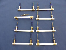 8 poignées plastique blanc laiton tiroirs portes meuble vintage Lg 12 cm JADO