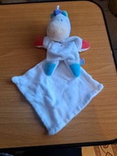 Doudou Ane Mouchoir Blanc Bleu