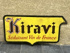Ancienne Plaque Émaillée Double Face KIRAVI Séduisant Vin De France